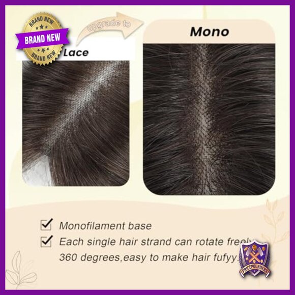 Real Human Hair Topper 12 Inch Mono Base for Thinning Hair Add Volume main image 4